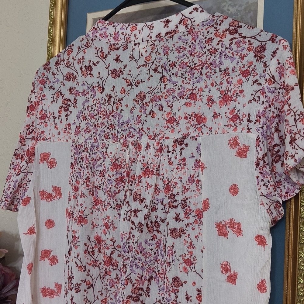 Bohemian Floral Print Top Size Large Cottagecore Feminine Western Casual - Picture 7 of 7